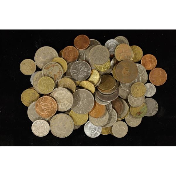 1 POUND FOREIGN COINS LOTS OF COUNTRIES, SIZES,