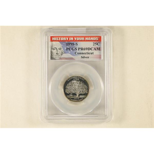 1999-S SILVER CONNECTICUT QUARTER PCGS PR69 DCAM