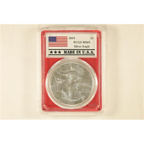 2019 AMERICAN SILVER EAGLE PCGS MS69 MADE IN USA