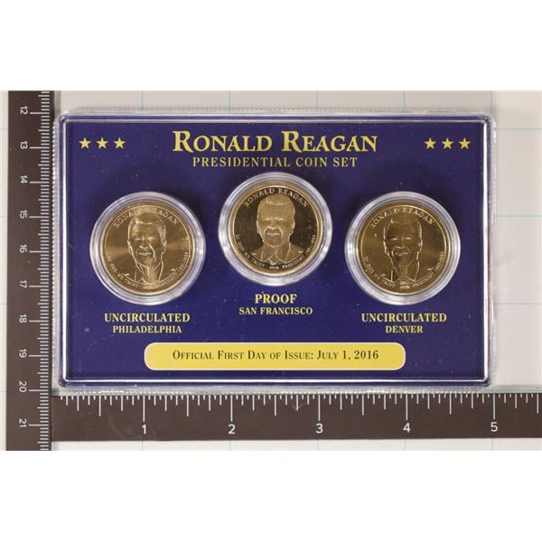 RONALD REAGAN PRESIDENTIAL 3 COIN SET P & D UNC &