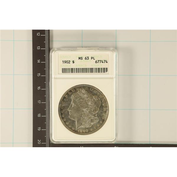 1902 MORGAN SILVER DOLLAR ANACS MS63 PL PROOF