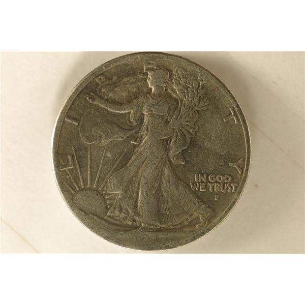 1917-S OBVERSE SILVER WALKING LIBERTY HALF VF / EF