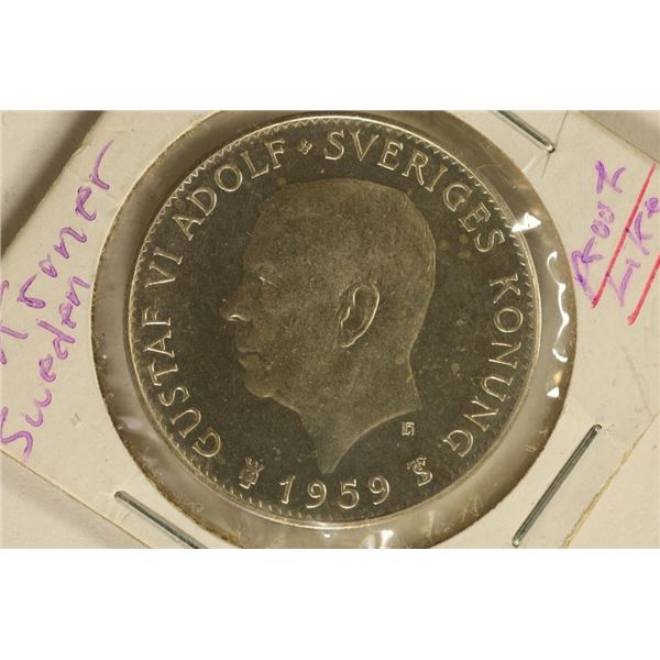 1959 SWEDEN SILVER 5 KRONER (PF LIKE) .2315 OZ.ASW
