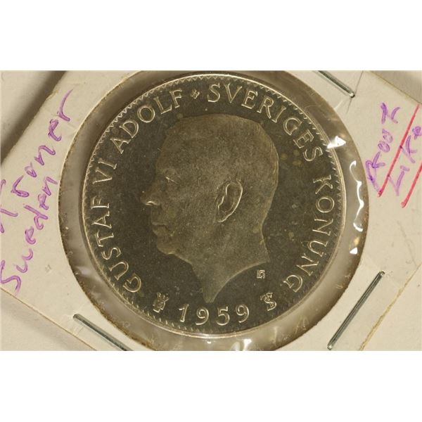 1959 SWEDEN SILVER 5 KRONER (PF LIKE) .2315 OZ.ASW