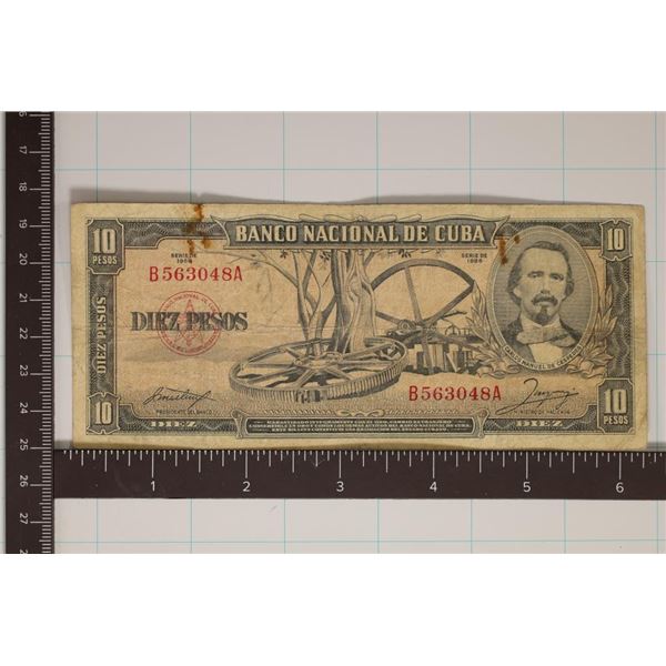 1950 CUBA TEN PESO BILL