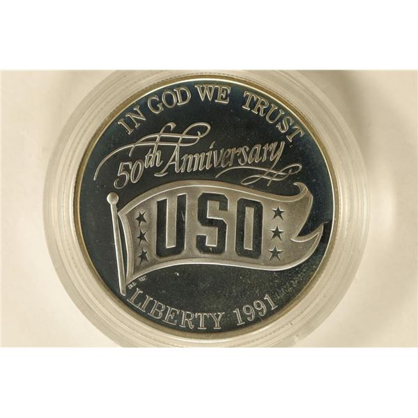 1991-S US PROOF SILVER DOLLAR "USO 50TH