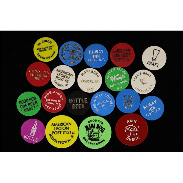 20 ASSORTED NEW YORK DRINK TOKENS