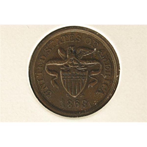1863 CIVIL WAR TOKEN "UNITED STATES OF AMERICA"