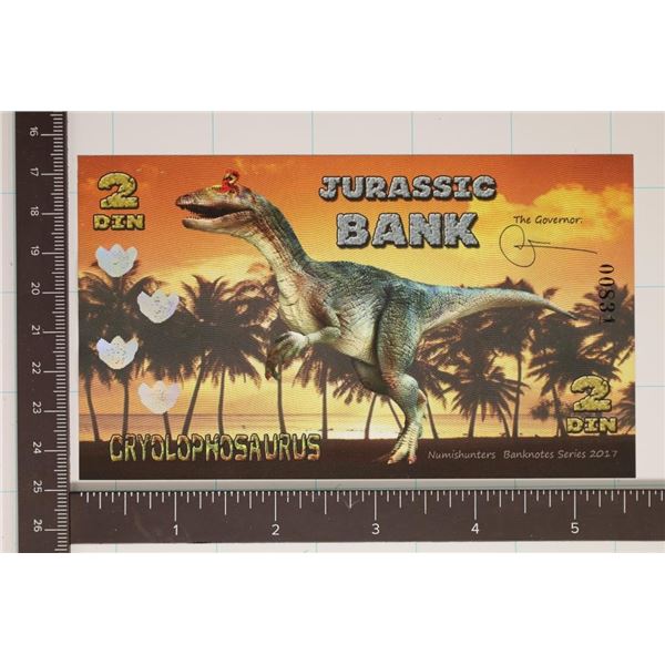 2017 JURASSIC BANK NOTE 2 DIN COLORIZED POLYMER