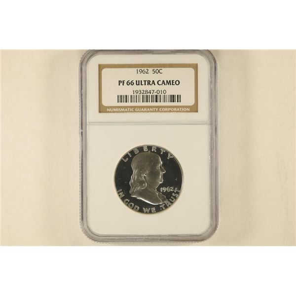 1962 SILVER FRANKLIN HALF DOLLAR NGC PF66