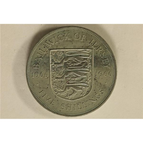 1966 BAILIWICK OF JERSEY 5 SHILLING UNC