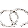 Image 4 : Solid 18K White Gold Large 1.48 ctw In and Out Round Diamond Oval Hoop Earrings
