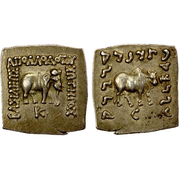BACTRIA: Apollodotos I, ca. 180-160 BC, AR drachm (2.46g), bold AU