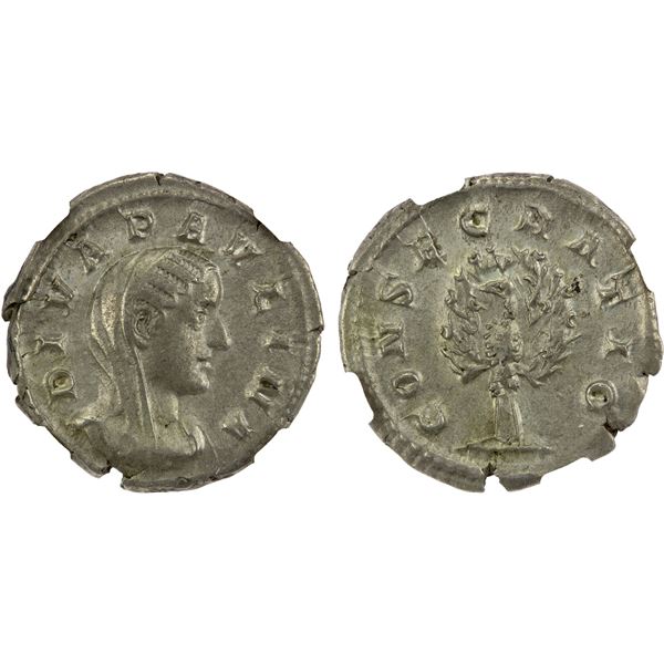 ROMAN EMPIRE: Diva Caecilia Paulina, died 235/6 AD, AR denarius (3.24g), Rome, NGC Choice XF