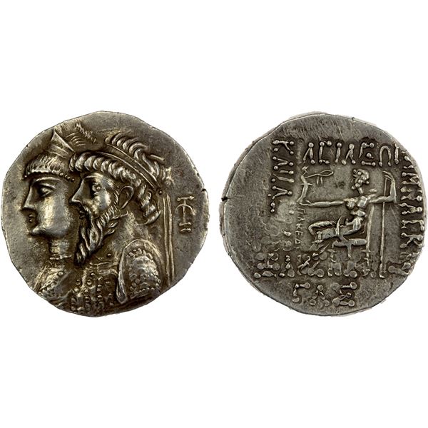 ELYMAIS: Kamnaskires III & Queen Anzaze, ca. 82-72 BC, AR tetradrachm (15.96g), SE233 (= 80/79 BC), 