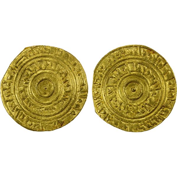 FATIMID: al-'Aziz, 975-996, AV dinar (4.09g), Misr, AH384, VF