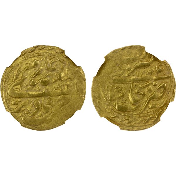 MANGHIT OF BUKHARA: Nasrullah, 1827-1860, AV tilla, Bukhara, AH1274//1274, NGC AU55