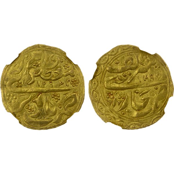 MANGHIT OF BUKHARA: Muzaffar al-Din, 1860-1886, AV tilla, Bukhara, AH1296//1297, NGC AU58