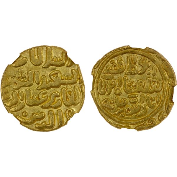 DELHI: Muhammad III b. Tughluq, 1325-1351, AV tanka (10.78g), Qutbabad, ND, NGC AU details