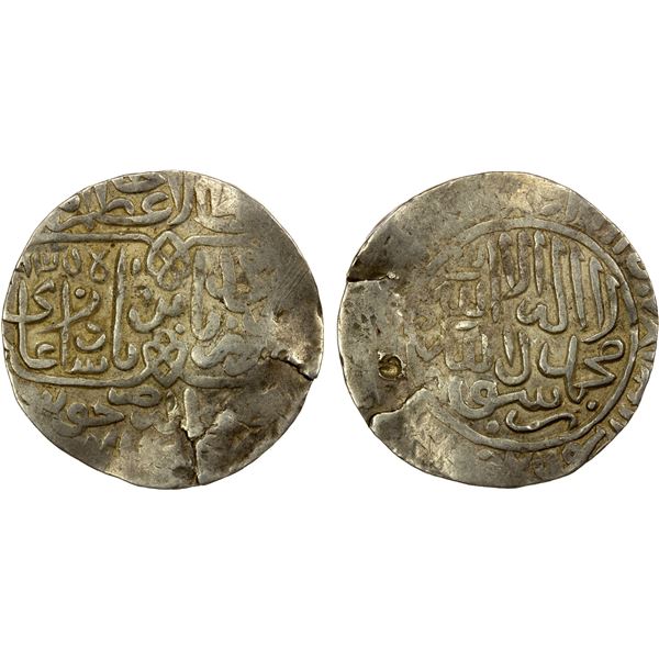 MUGHAL: Babur, 3rd reign, 1510-1530, AR shahrukhi (4.72g), Jaunpur, AH935, VF