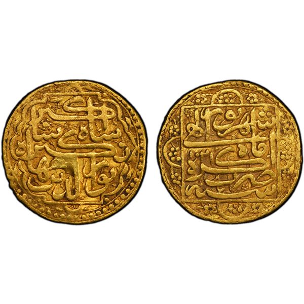 MUGHAL: Jahangir, 1605-1628, AV mohur (10.94g), Agra, AH1021 year 7, PCGS XF details