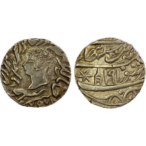 BHARATPUR: Jaswant Singh, 1853-1893, AR rupee (11.10g), Braj Indrapur, 1858//VS1910, EF