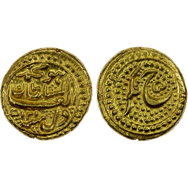 MYSORE: Tipu Sultan, 1782-1799, AV pagoda (3.45g), Nagar, AM1215 (retrograde) year 5, Unc