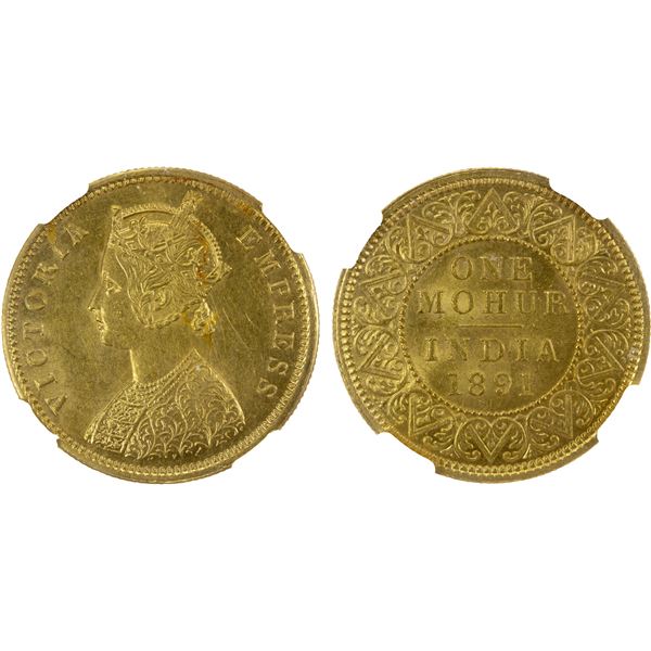 BRITISH INDIA: Victoria, Empress, 1876-1901, AV mohur, 1891(c), NGC MS62