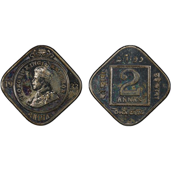 BRITISH INDIA: George V, 1910-1936, 2 annas, 1933(b), PCGS Proof 63