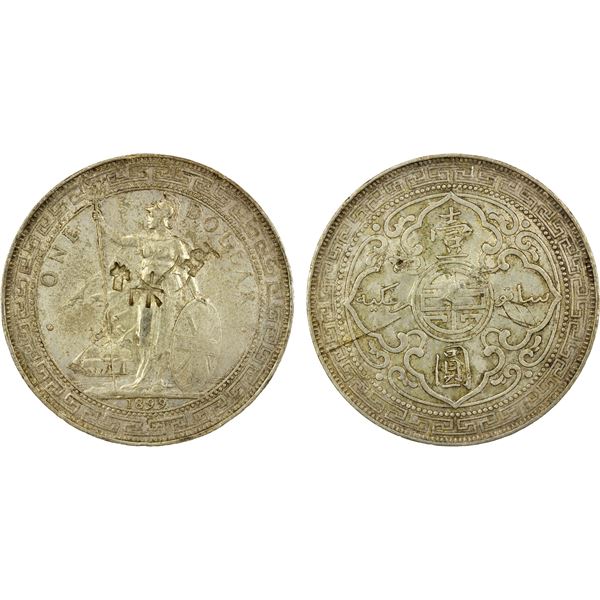 CHINESE CHOPMARKS: GREAT BRITAIN: Victoria, 1837-1901, AR dollar, 1899-B, EF