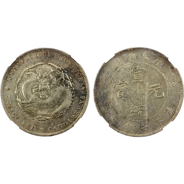 KWANGTUNG: Hsuan Tung, 1909-1911, AR dollar, ND (1909-11), NGC AU details