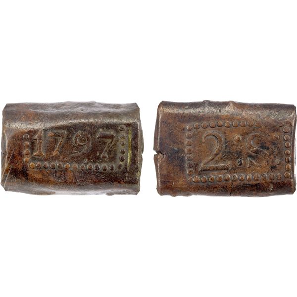 NETHERLANDS EAST INDIES: Dutch Republic, AE 2 stuivers, 1797, NGC AU53 BN