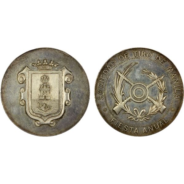 PHILIPPINES: Spanish Colony, AR medal (17.24g), ND (1894), Unc