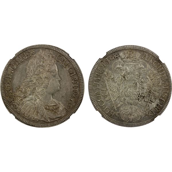 AUSTRIA: Karl VI, 1711-1740, ½ thaler, Hall Mint, 1724, NGC AU58