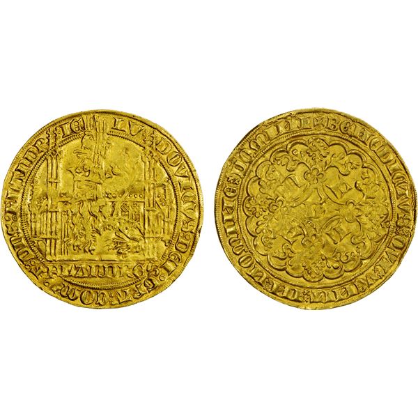 BELGIUM: FLANDERS: Lodewijk II van Male, 1346-1384, AV gehelmde gouden leeuw (5.38g), Ghent, ca. 136