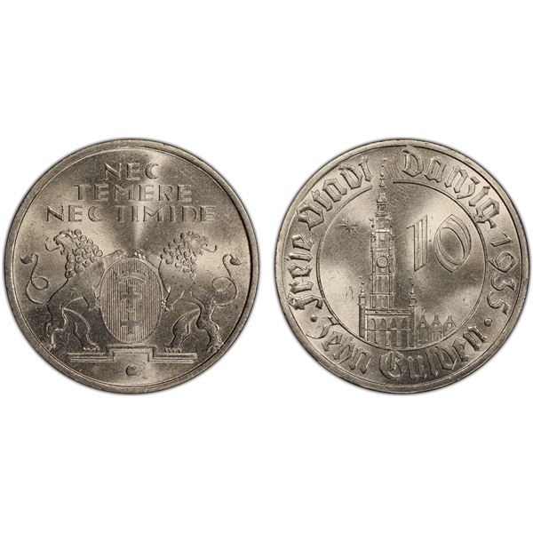 DANZIG: Free City, 10 gulden, 1935, PCGS MS65