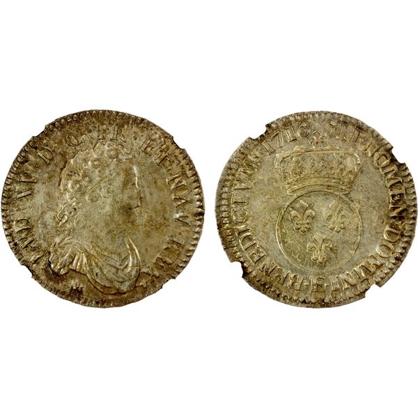 FRANCE: Louis XV, 1715-1774, AR ½ écu, Tours, 1716-E, NGC MS61
