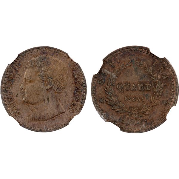 FRANCE: Napoléon II, pretender, 1815-1816, AE ¼ franc, 1816, NGC UNC details