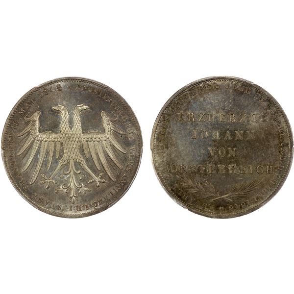 FRANKFURT AM MAIN: Free City, AR 2 gulden, 1848, PCGS MS64