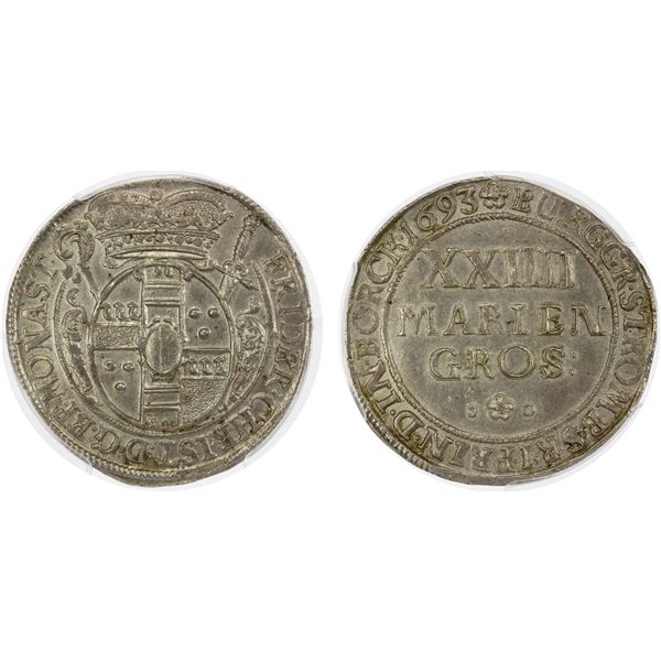 MÜNSTER: Friedrich Christian von Plettenberg, 1688-1706, AR 24 mariengroschen, 1693, PCGS MS63