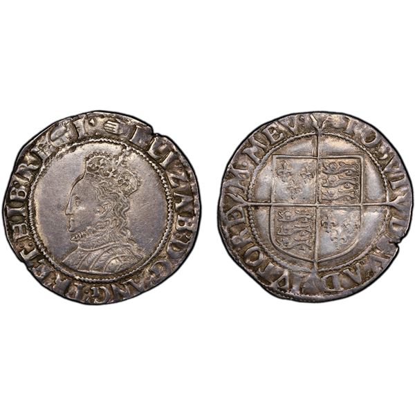 ENGLAND: Elizabeth I, 1558-1603, AR shilling, PCGS AU58