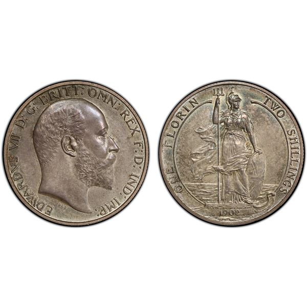 GREAT BRITAIN: Edward VII, 1901-1910, AR florin, 1902, PCGS Proof 63