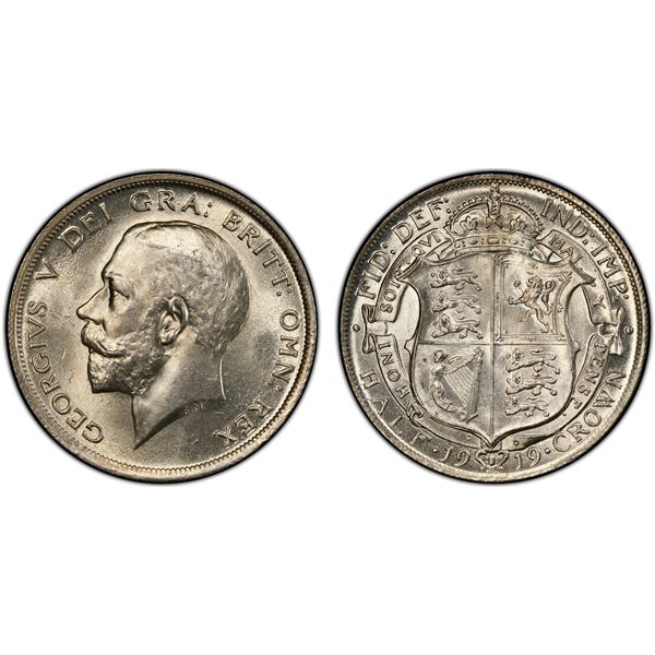 GREAT BRITAIN: George V, 1910-1936, AR halfcrown, 1919, PCGS MS65