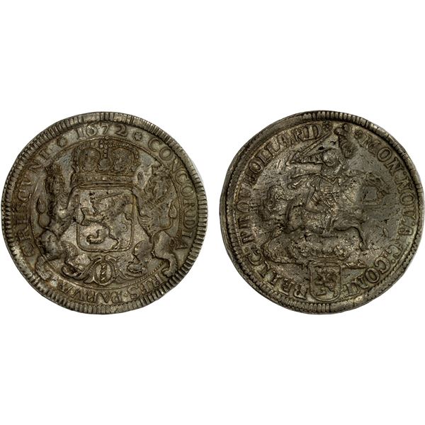 NETHERLANDS: HOLLAND: Dutch Republic, AR double ducaton (piéfort) (65.14g), Amsterdam, 1672, EF