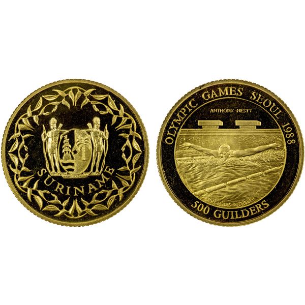 SURINAM: Republic, AV 500 guilder, 1988, Choice Proof