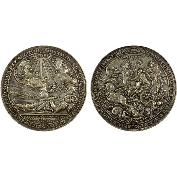SWEDEN: Gustav II Adolf, 1611-1632, AR medal (5½ thalers) (132.4g), 1634, VF