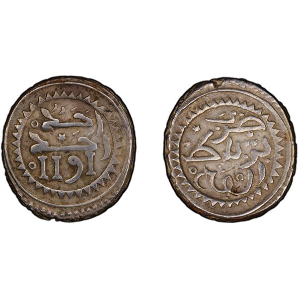 MOROCCO: Muhammad III, 1757-1790, AR 10 dirhams (mithqal) (28.00g), Rabat al-Fath, AH1191, PCGS VF30