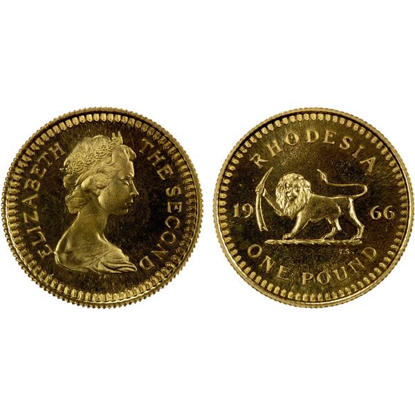 RHODESIA: Elizabeth II, 1964-1970, AV pound, 1966, Proof