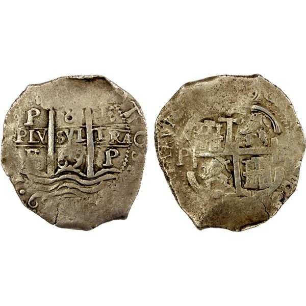 BOLIVIA: Carlos II, 1665-1700, AR cob 8 reales (26.12g), Potosi, 1669-P, VF