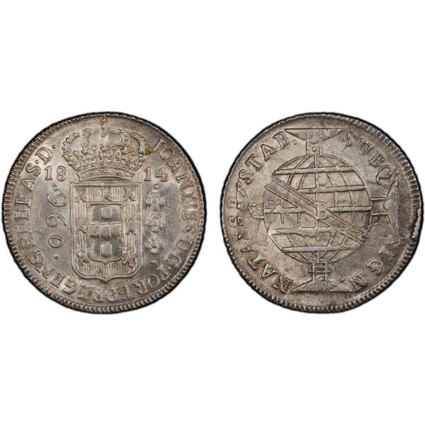 BRAZIL: João VI, Prince Regent, 1799-1818, AR 960 réis, 1814-B, PCGS MS62